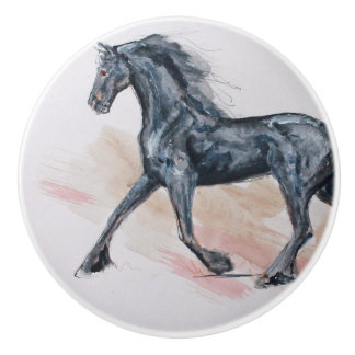 Bouton De Porte En Céramique Cheval Ron Hevener