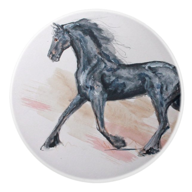 Bouton De Porte En Céramique Cheval Ron Hevener (Devant)