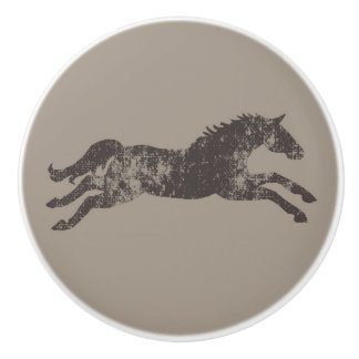Bouton De Porte En Céramique Chevaux équestres classiques Masculine noir et bro