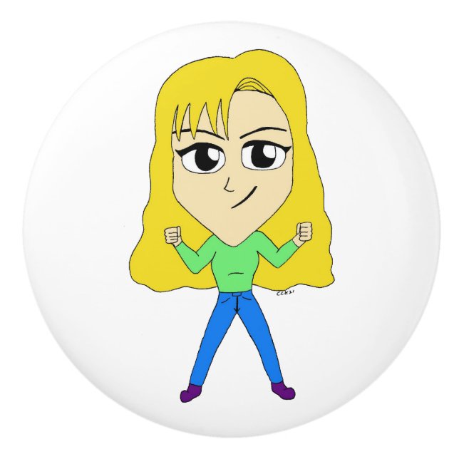 Bouton De Porte En Céramique chibi (Devant)
