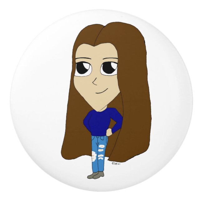 Bouton De Porte En Céramique chibi (Devant)