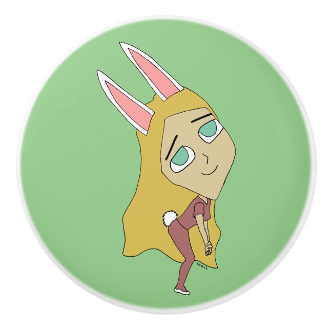 Bouton De Porte En Céramique chibi bunnygirl (Devant)