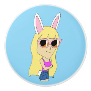 Bouton De Porte En Céramique chibi bunnygirl