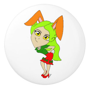 Bouton De Porte En Céramique chibi bunnygirl    
