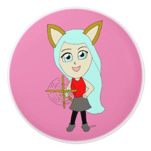 Bouton De Porte En Céramique chibi catgirl