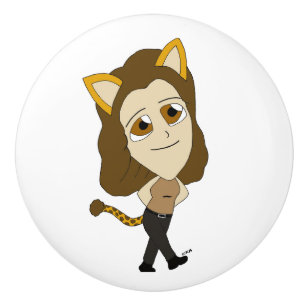 Bouton De Porte En Céramique chibi catgirl