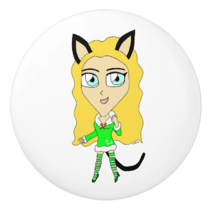 Bouton De Porte En Céramique Chibi de Noël