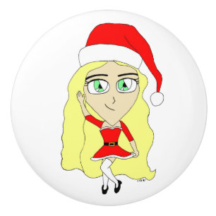 Bouton De Porte En Céramique Chibi de Noël