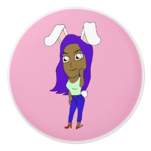 Bouton De Porte En Céramique Chibi Lapinegirl