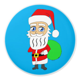 Bouton De Porte En Céramique Chibi Santa Claus
