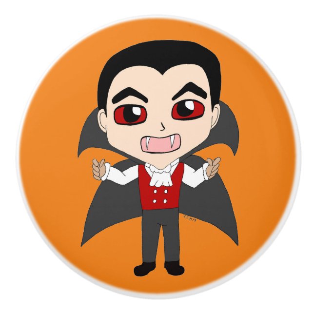 Bouton De Porte En Céramique chibi vampire (Devant)