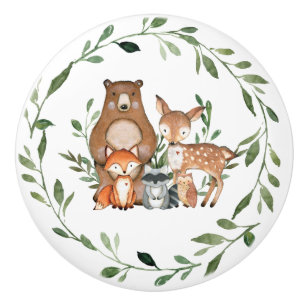 Bouton De Porte En Céramique  Chic Cute Woodland Animaux Verdure Nourriture Dé