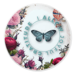 Bouton De Porte En Céramique chic français, rustique campagnard, motif floral, 