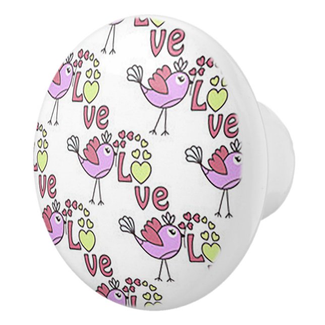 Bouton de porte en céramique Chick-a-Dee Love (Droite)