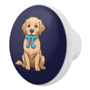 Bouton De Porte En Céramique Chien De Jour Personnalisé Avec Symbole Pi Joyeu