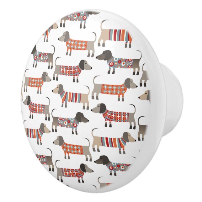 Bouton De Porte En Céramique Chien de saucisse Dachshund (Droite)