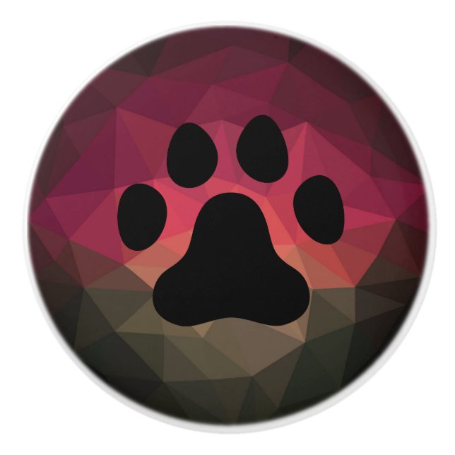 Bouton De Porte En Céramique Chien patte, empreinte animale, pied de chat  (Devant)
