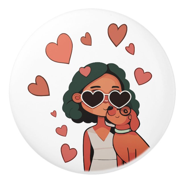 Bouton De Porte En Céramique Chien Valentine Sac fourre-tout (Devant)