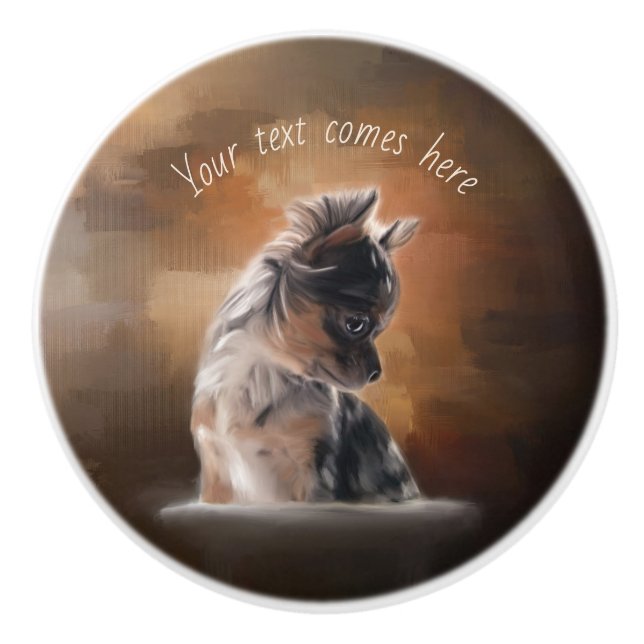 Bouton De Porte En Céramique Chihuahua chiot en céramique (Devant)