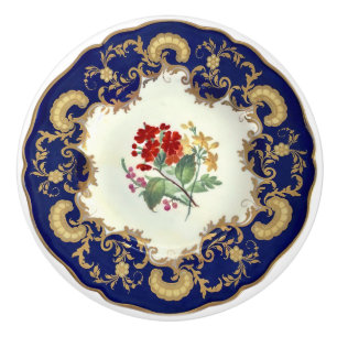 Bouton De Porte En Céramique Chine peinte à la main antique Look bleu Cobalt Fl