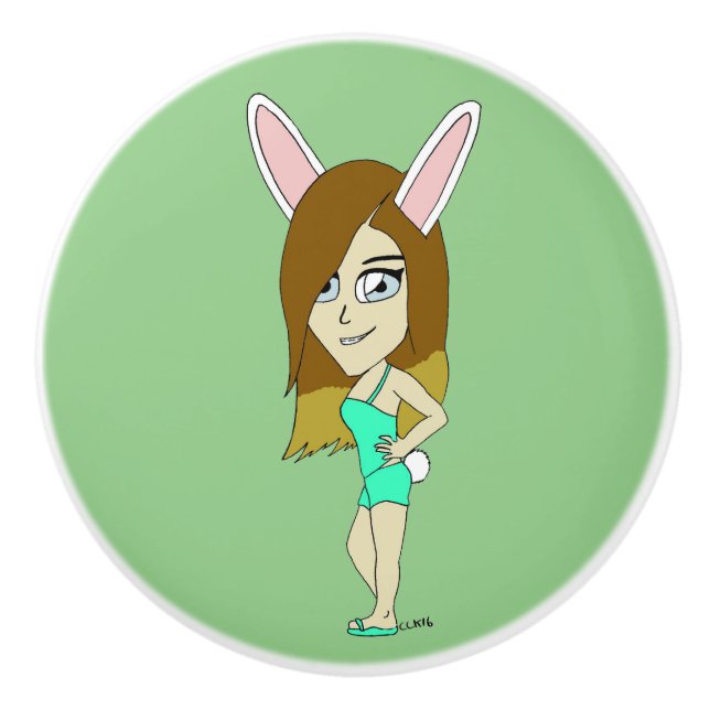 Bouton De Porte En Céramique Chini Bunny (Devant)