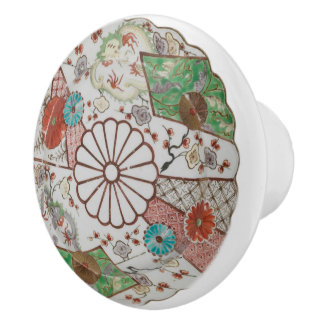 Bouton De Porte En Céramique Chinoiserie Japon Chine Motif floral