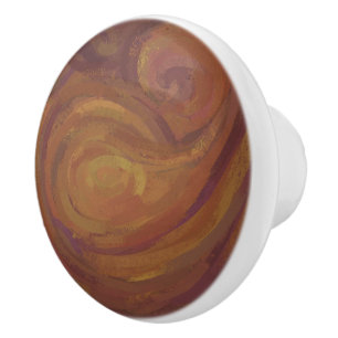 Bouton De Porte En Céramique Chocolat Carmel Swirl