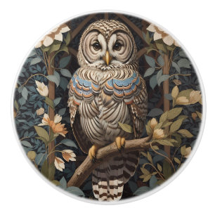 Bouton De Porte En Céramique Chouette barrée élégante William Morris Inspiré