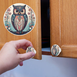 Bouton De Porte En Céramique Chouette fantaisiste