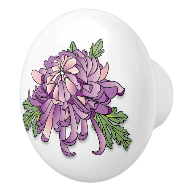 Bouton De Porte En Céramique Chrysanthème (Droite)
