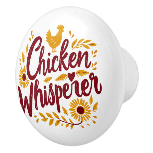 Bouton De Porte En Céramique Chuchoteur de poulets Maison de ferme rustique Cot