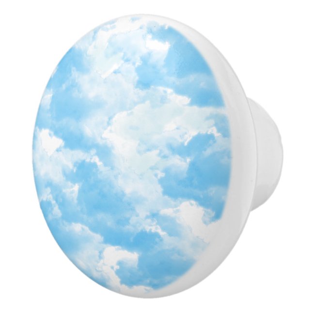Bouton De Porte En Céramique Ciel bleu nuages (Droite)
