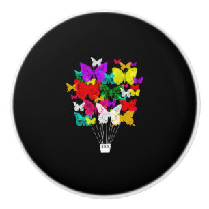 Bouton De Porte En Céramique Ciel chaud de nuage de papillon de ballon à air