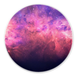 Bouton De Porte En Céramique Ciel Cosmique Étoilé Violet Rose Lueur de Feu