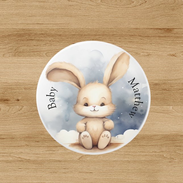 Bouton De Porte En Céramique Ciel de lune de lapin beige mignonne pépinière (Créateur téléchargé)