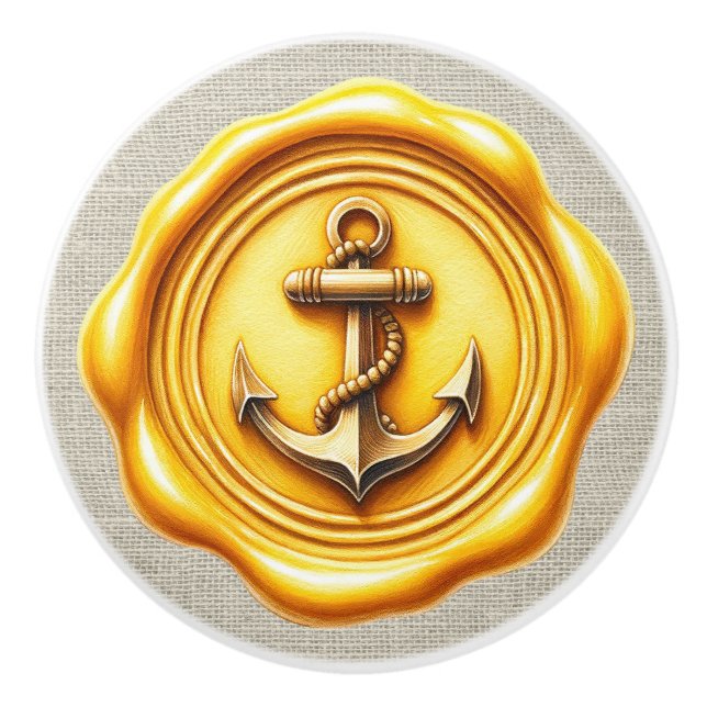 Bouton De Porte En Céramique Cire nautique Timbre Image Plage Puits de tiroir (Devant)