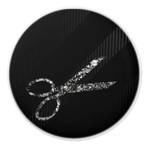 Bouton De Porte En Céramique Ciseaux Pailletés Glamour Argent Salon Moderne Chi