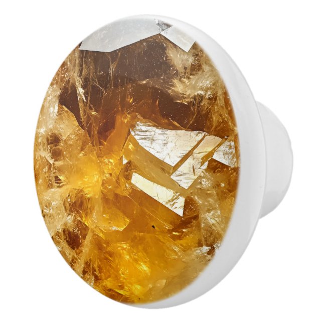 Bouton De Porte En Céramique Citrine Jaune Motif Gem (Droite)
