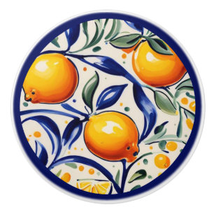 Bouton De Porte En Céramique Citron motif méditerranéen Italien Fruit aux agrum