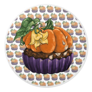 Bouton De Porte En Céramique Citrouille Cupcake