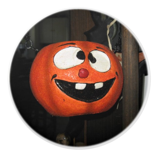 Bouton De Porte En Céramique Citrouille fou (Devant)