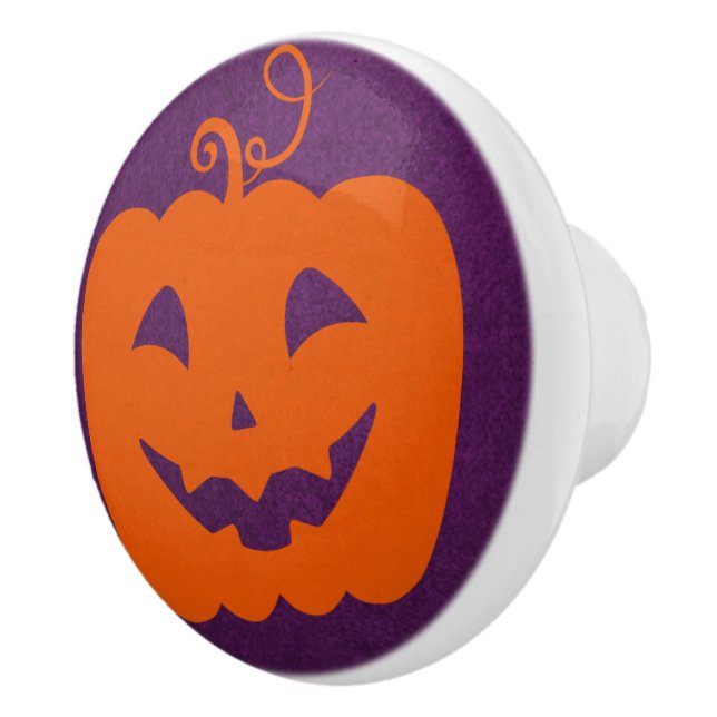 Bouton De Porte En Céramique Citrouille orange d'Halloween sur Arrière - plan v (Droite)