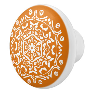 Bouton De Porte En Céramique Citrouille Pie Mandala