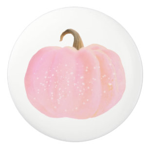 Bouton De Porte En Céramique Citrouille rose scintillante conte de fée d'automn
