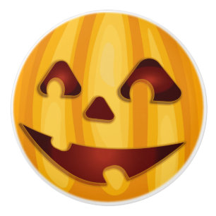 Bouton De Porte En Céramique Citrouille sculpté souriant design Halloween