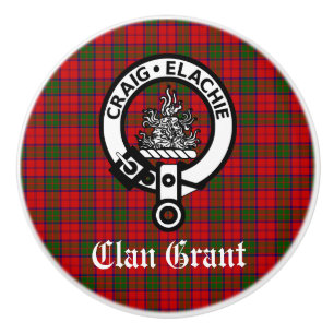 Bouton De Porte En Céramique Clan Grant Crest Badge et Tartan