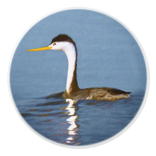Bouton De Porte En Céramique Clark's Grebe Painting - Art original pour les ois