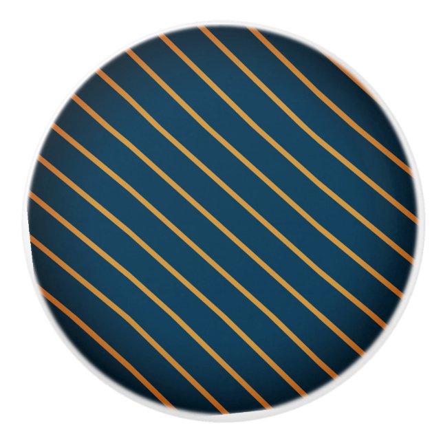 Bouton De Porte En Céramique Classic Blue Gold Strited Ceramic Pull (Devant)
