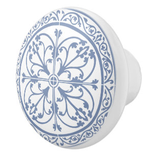 Bouton De Porte En Céramique Classique Classique Style Abstrait Bleu & Blanc