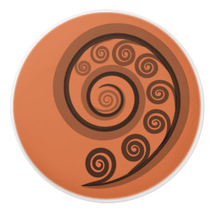 Bouton De Porte En Céramique Classy Mandarin-Orange Curly Swirls Ceramic Knows